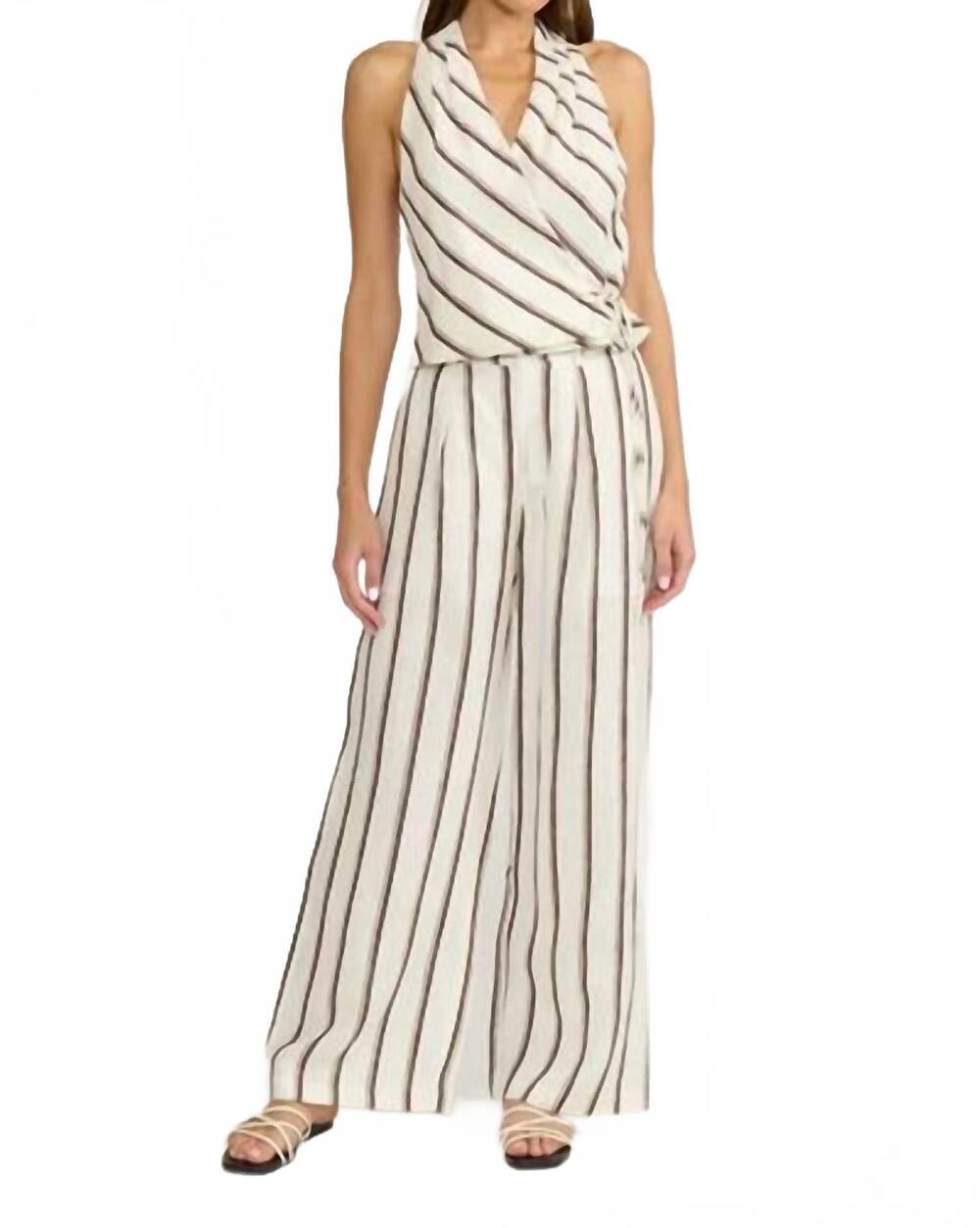 NEW LUCY PARIS lola wrapover top in white brown